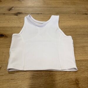 0 to 5 White Cropped Racerback Athletic Tank Top Mesh Back Small YS8080